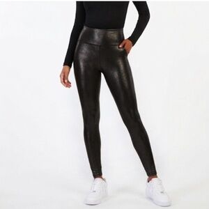 Spanx Faux Leather Legging Size Large Black High Waisted Classic Casual